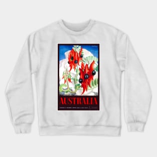 Vintage Travel Poster Australia Sturts Desert Pea Crewneck Sweatshirt